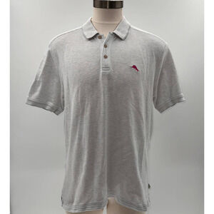 Tommy Bahama Gray/White Striped Short Sleeve Polo-XL
